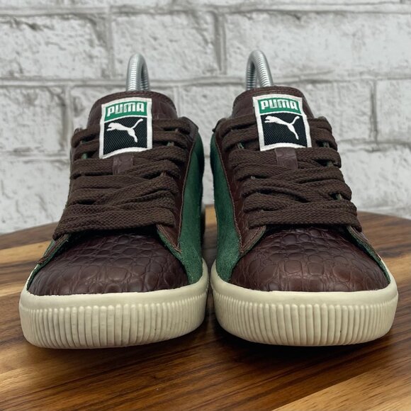 Puma Clyde Zoo O Lux Womens 6.5/37 Green Brown Meanie Real Leather Shoes RARE - Picture 8 of 16